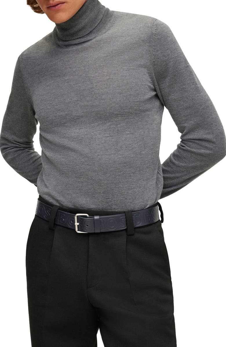 BOSS Serge Logo Leather Belt, Alternate, color, 