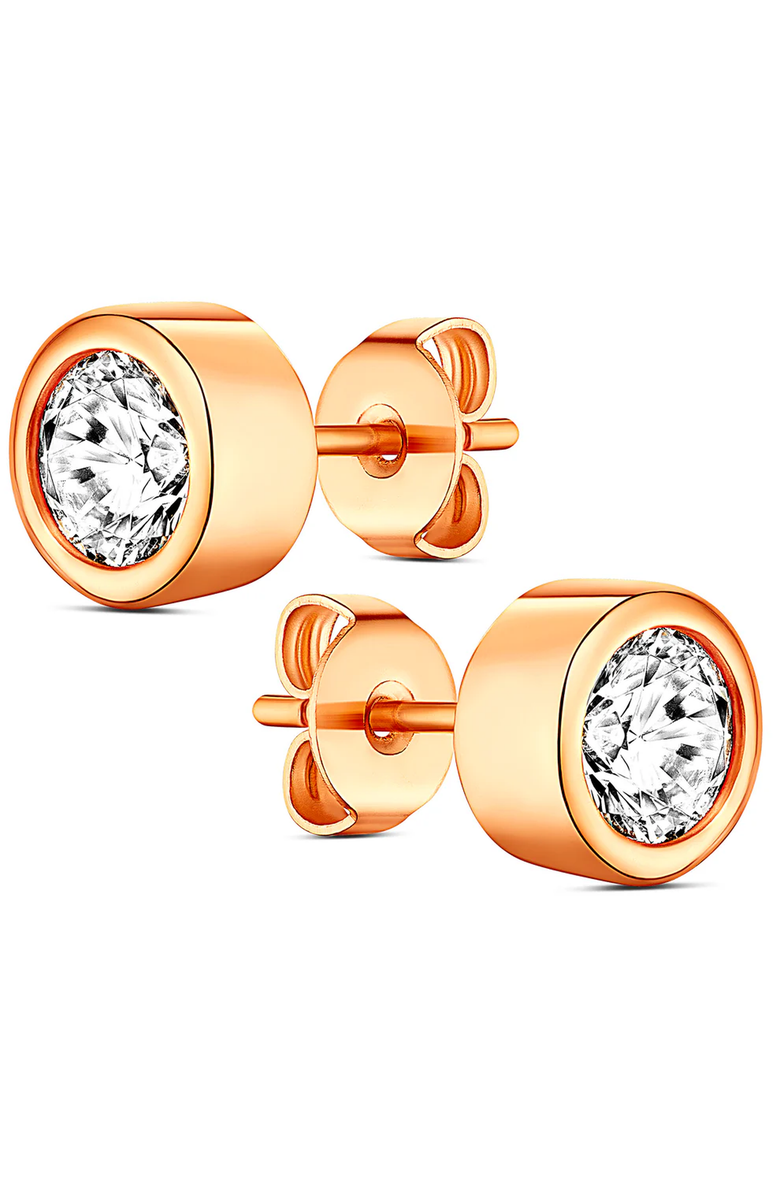 Lovery 14K Rose Gold Earring and Bath Bomb Gift Set, Alternate, color, Bezel