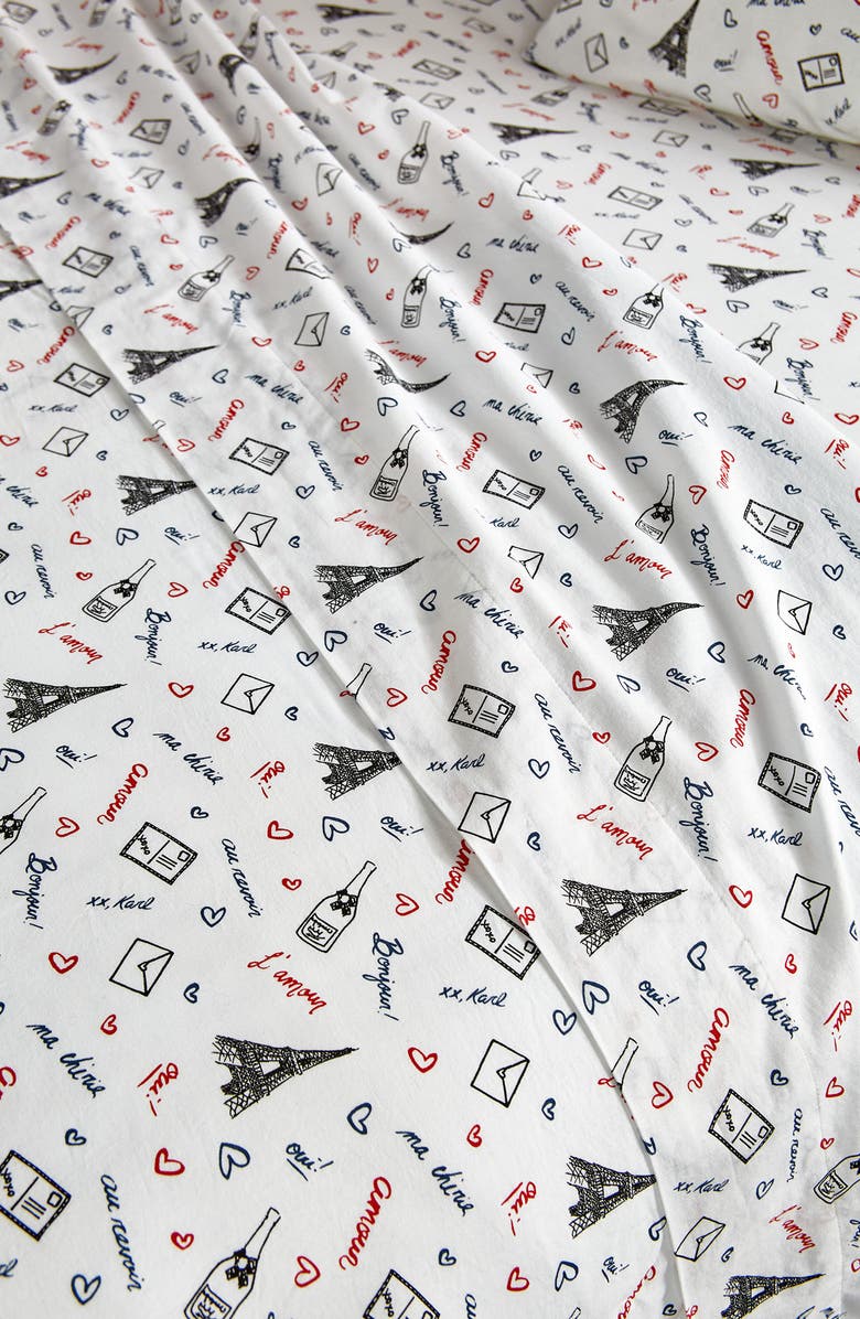 KARL LAGERFELD PARIS Love from Paris Sheet Set, Alternate, color,