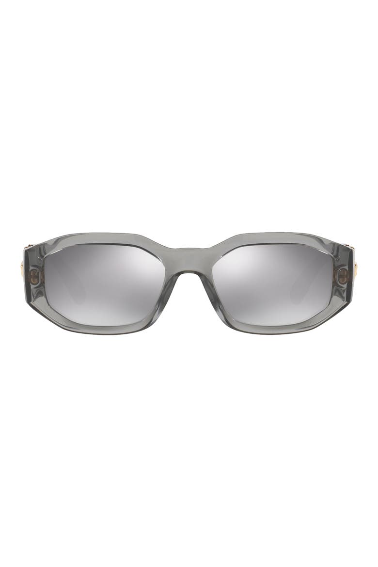 Biggie 53mm Round Sunglasses, Main, color, TRANSPARENT GREY/ GREY MIRROR
