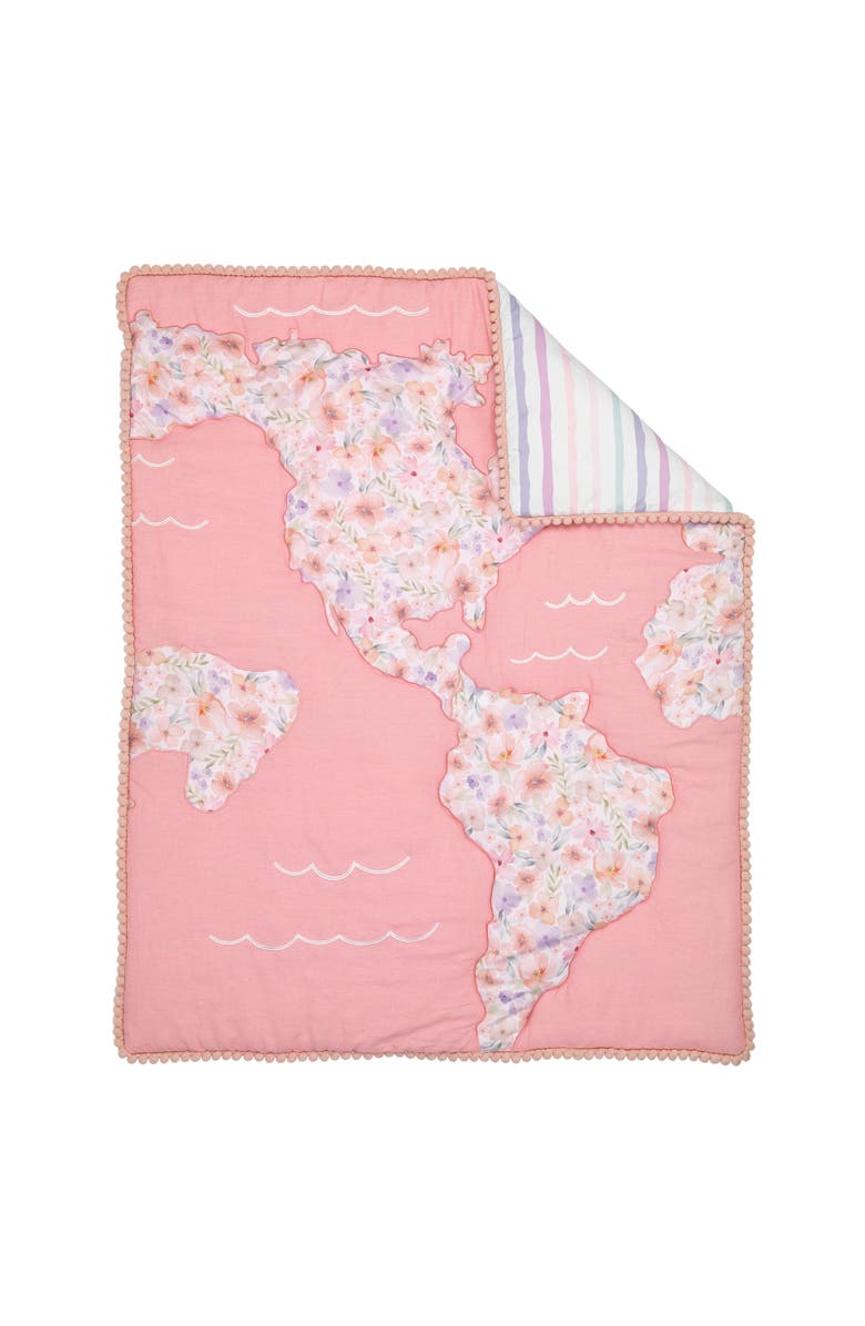 Lambs & Ivy Girls Rule the World Floral 4-Piece Baby Crib Bedding Set, Alternate, color, Pink