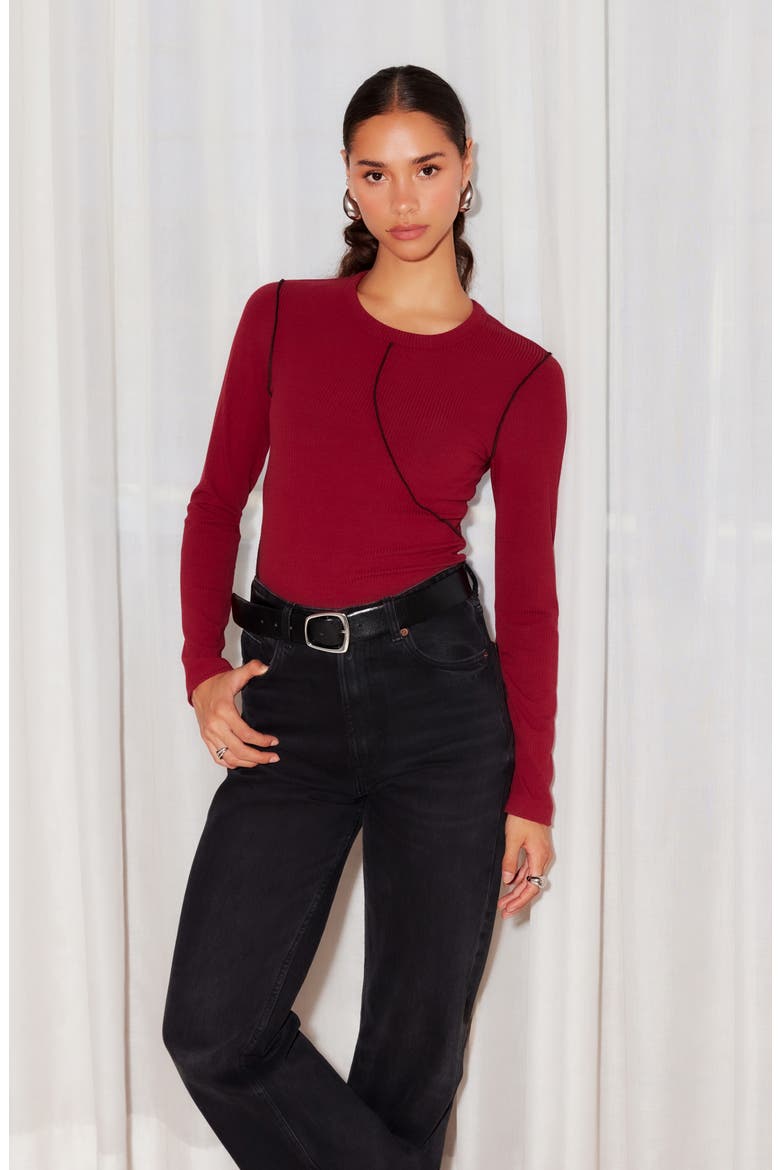 Elissa Rib Top, Alternate, color, BRICK