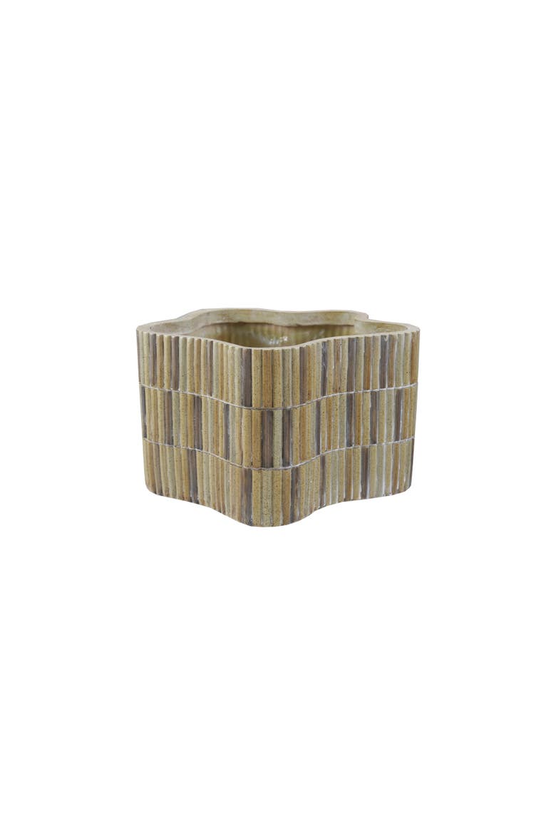 Organic Shaped Planter with Mosaic Design, Main, color, Beige