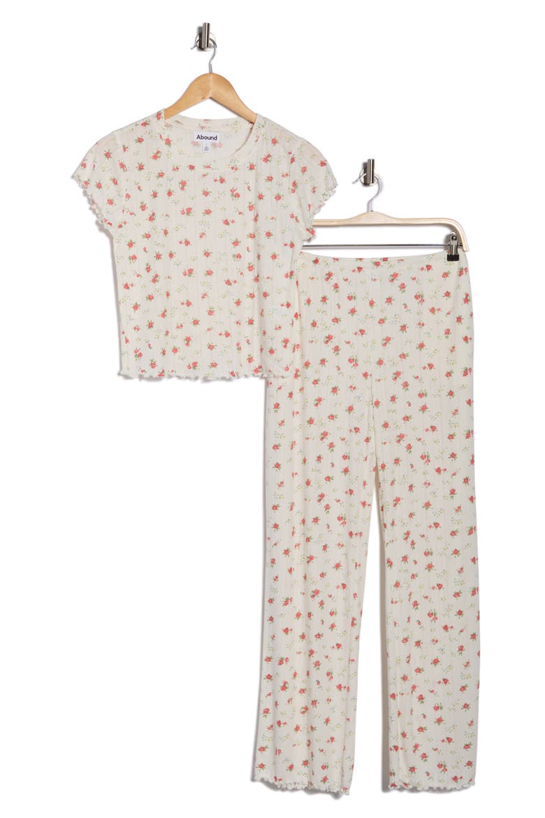 After Hours Pointelle Pajamas, Alternate, color, IVORY MAY ROSE