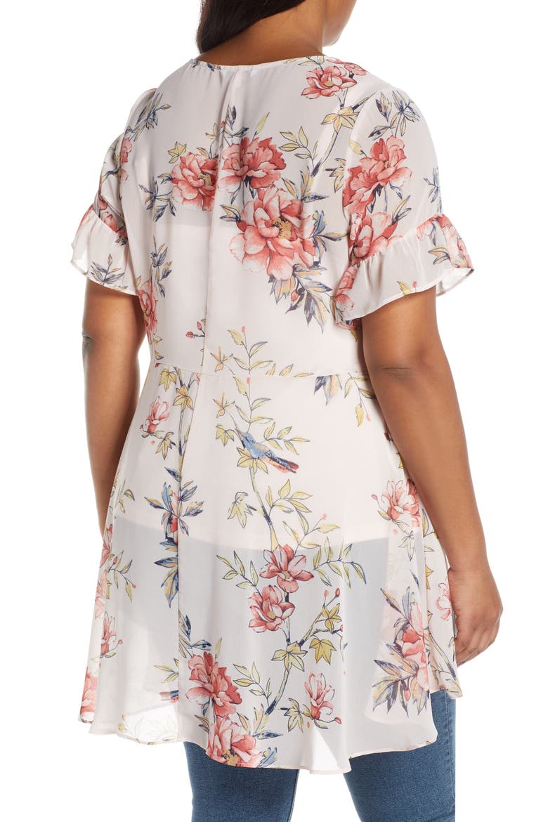 Songbird Floral High/Low Blouse, Alternate, color, PINK/ PINK