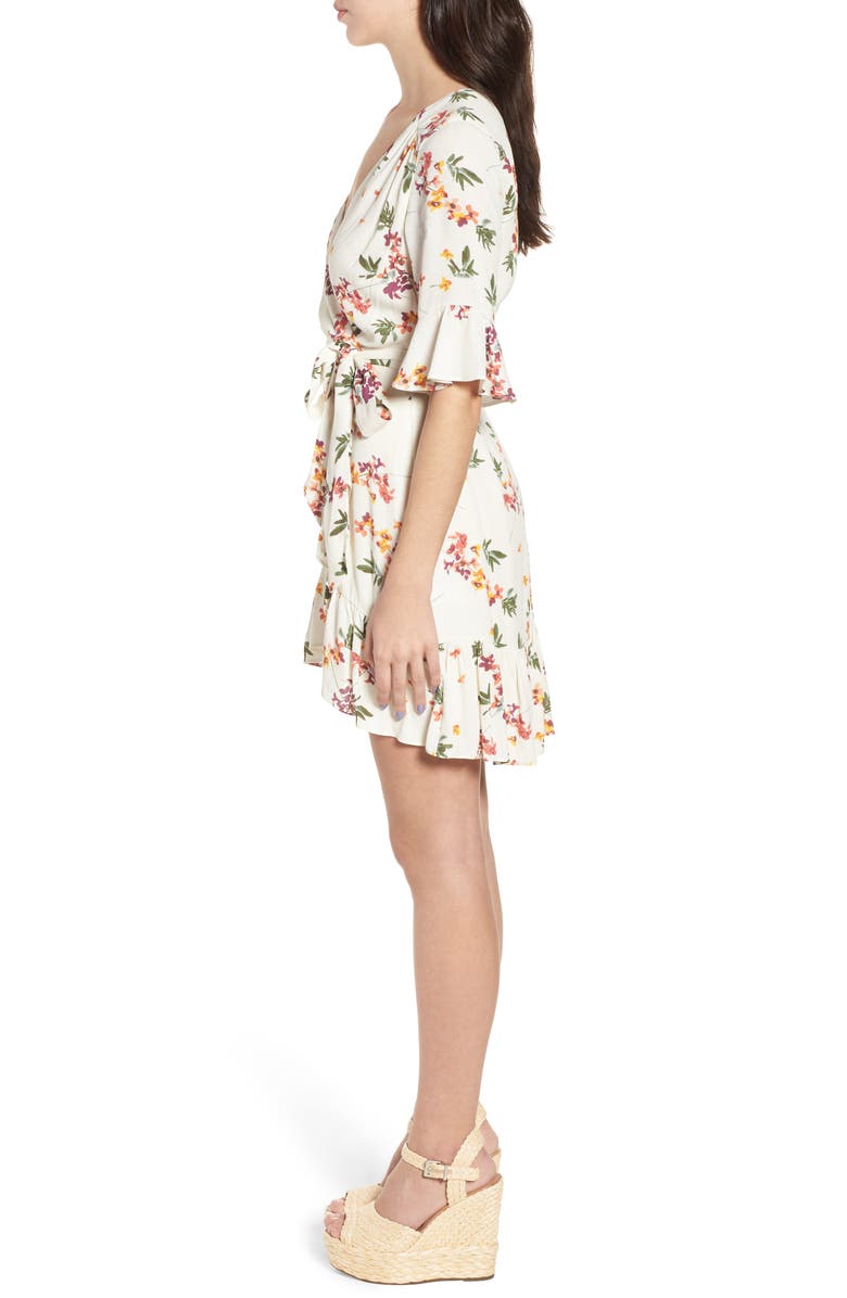 Lost + Wander Regina Floral Wrap Minidress, Alternate, color,