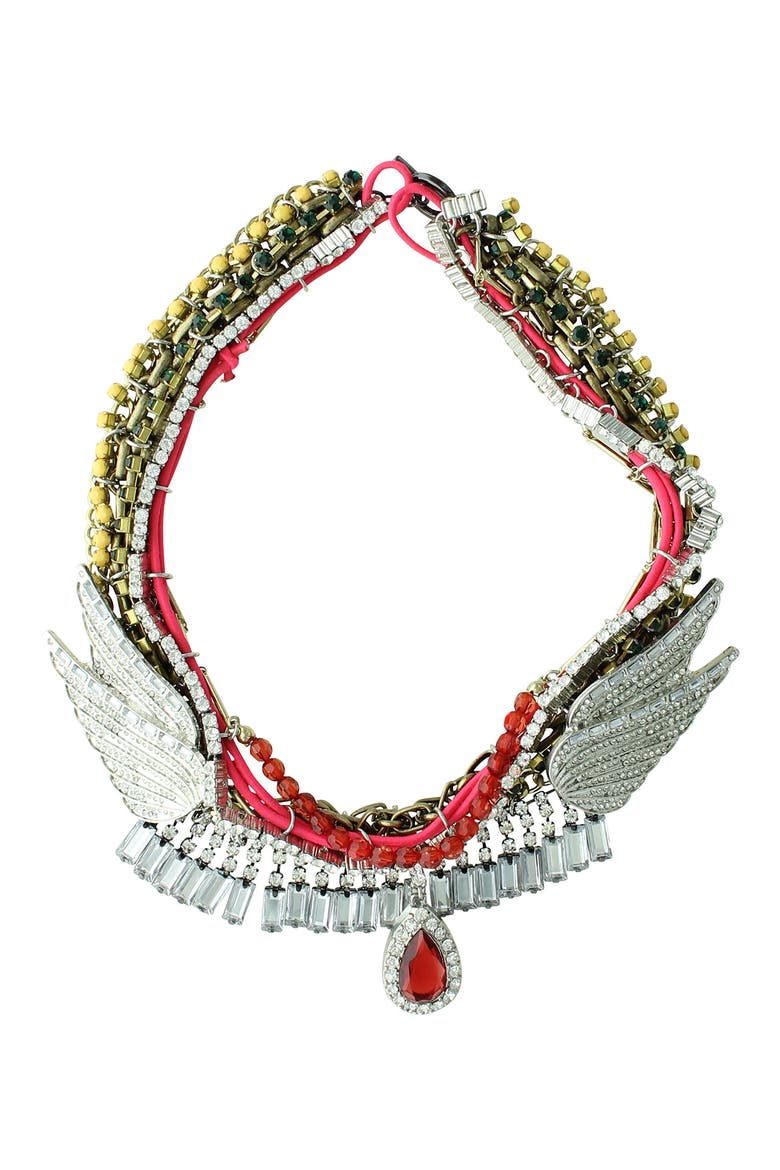 Posh Iced Collar Necklace, Main, color, SILVER / MULTI
