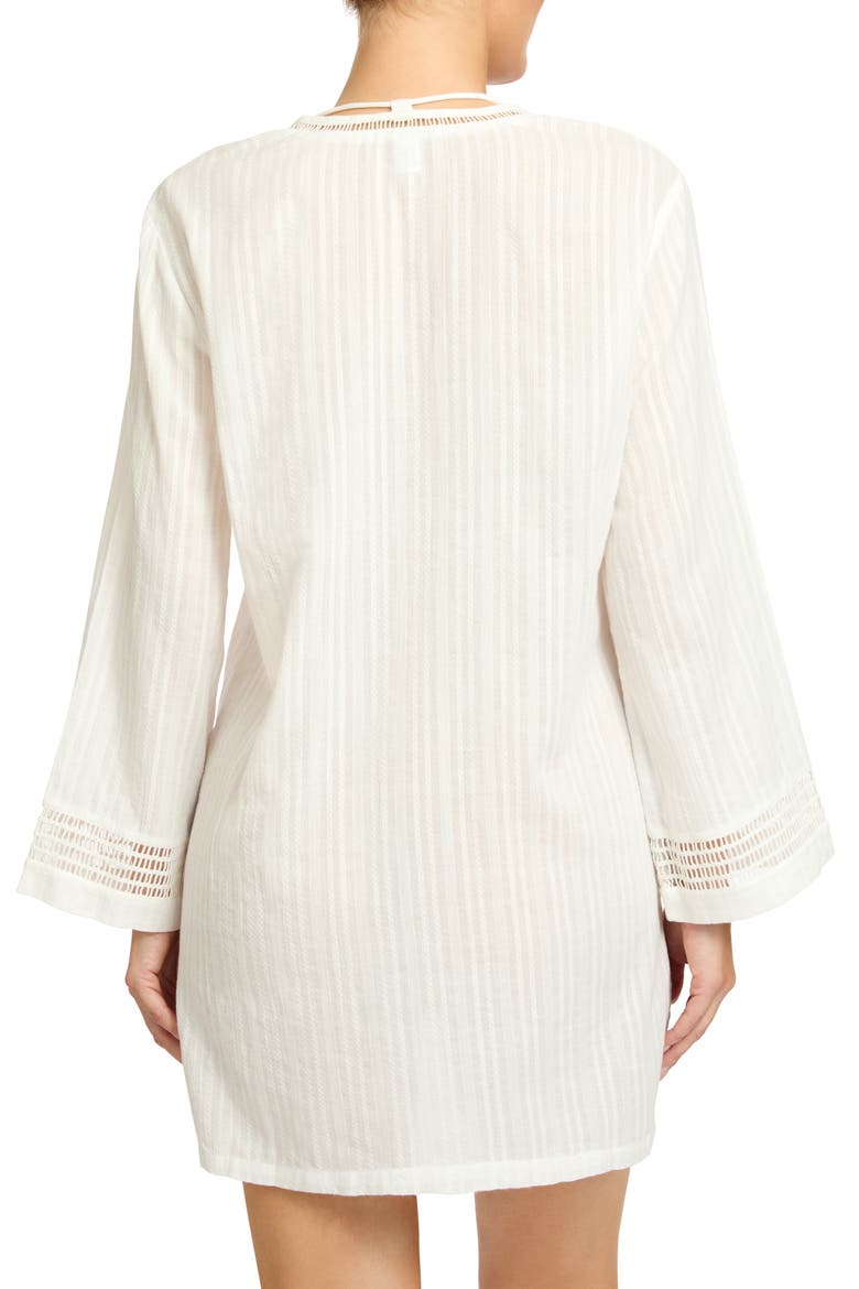 Marina Lace-Up Cover-Up Tunic, Alternate, color, WHITE