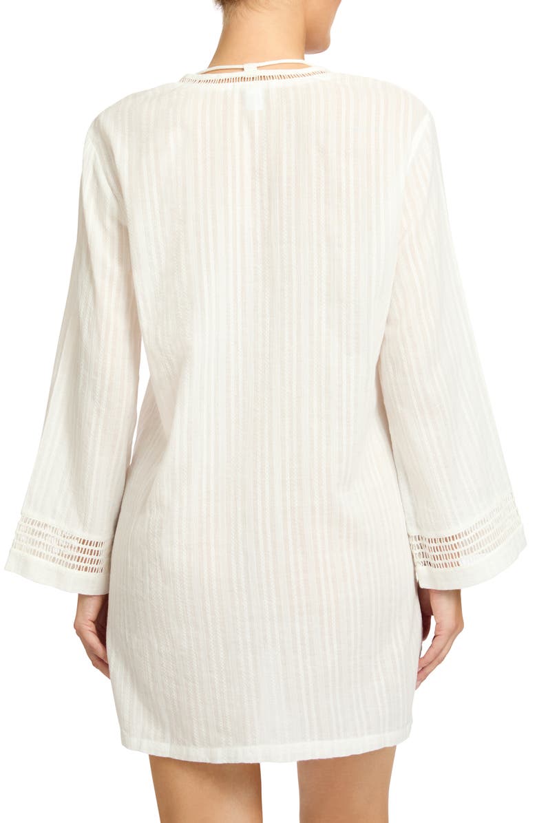 Robin Piccone Marina Lace-Up Cover-Up Tunic, Alternate, color, White