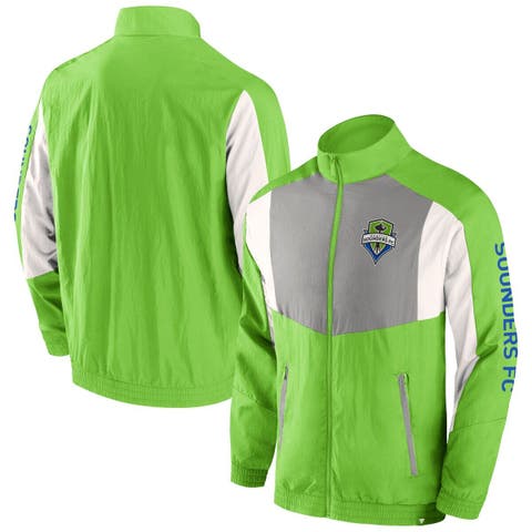 Men's Fanatics Branded  Rave Green Seattle Sounders FC Net Goal Raglan Full-Zip Track Jacket
