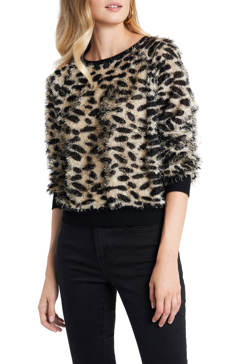 1.STATE Eyelash Cheetah Print Pullover, Main, color, 
