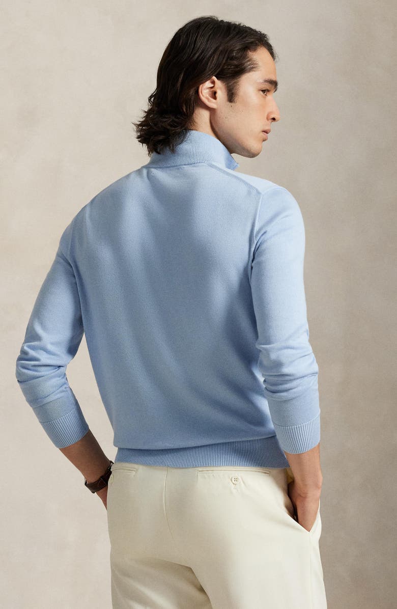 Polo Ralph Lauren Mock Neck Cotton Quarter Zip Sweater, Alternate, color, Blue
