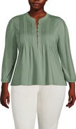 Lands' End Lightweight Jersey Button Pintuck Top