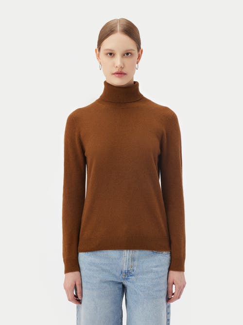 Gobi Cashmere Essential Cashmere Turtleneck Sweater In Brown