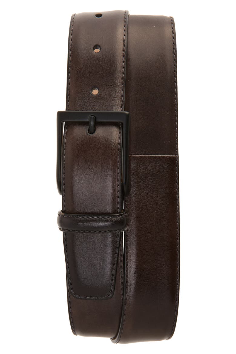 Davi Leather Belt, Main, color, BROWN