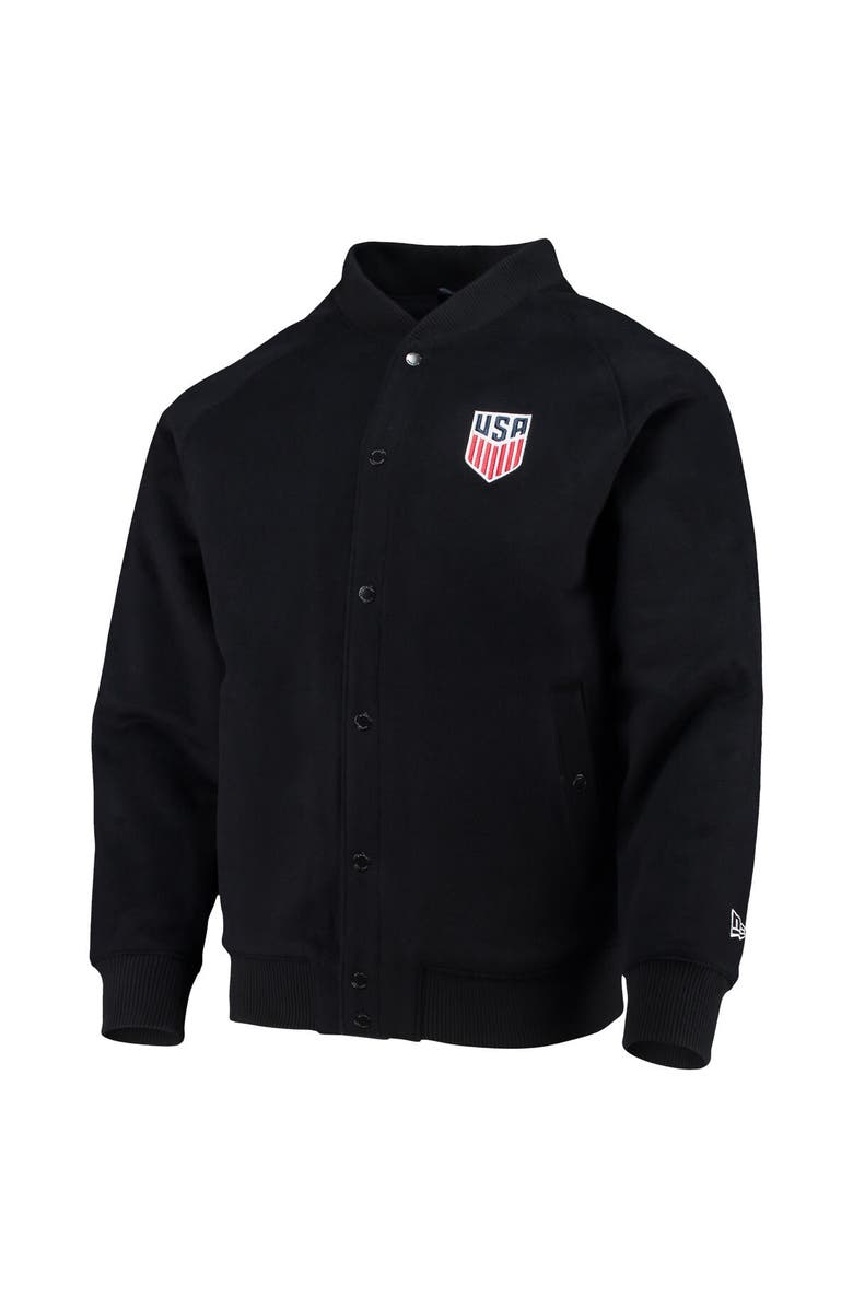 5TH AND OCEAN BY NEW ERA Men's 5th & Ocean by New Era Navy USMNT Soccer Club Level Raglan Full-Snap Tri-Blend Bomber Jacket, Alternate, color,