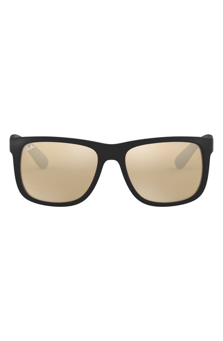 Ray-Ban Justin 54mm Rectangular Sunglasses, Main, color, Brown Mirror Gold