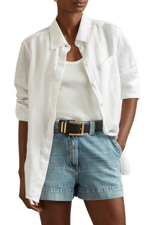 Reiss Belle Linen Button-up Shirt In White