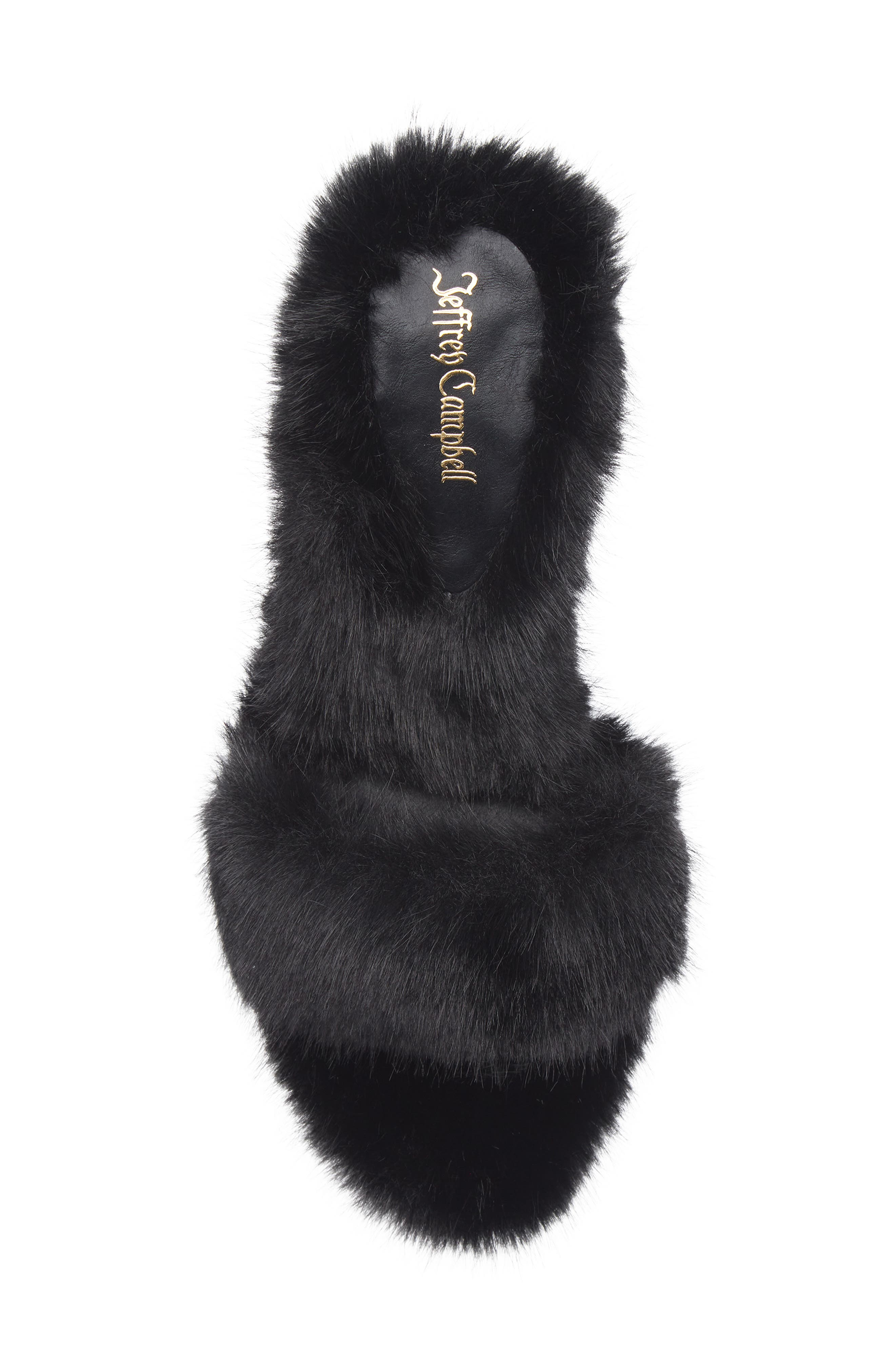 Jeffrey Campbell Big Mama Faux Fur Sandal, Alternate, color, Black