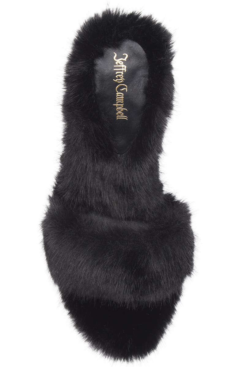 Jeffrey Campbell Big Mama Faux Fur Sandal, Alternate, color, Black