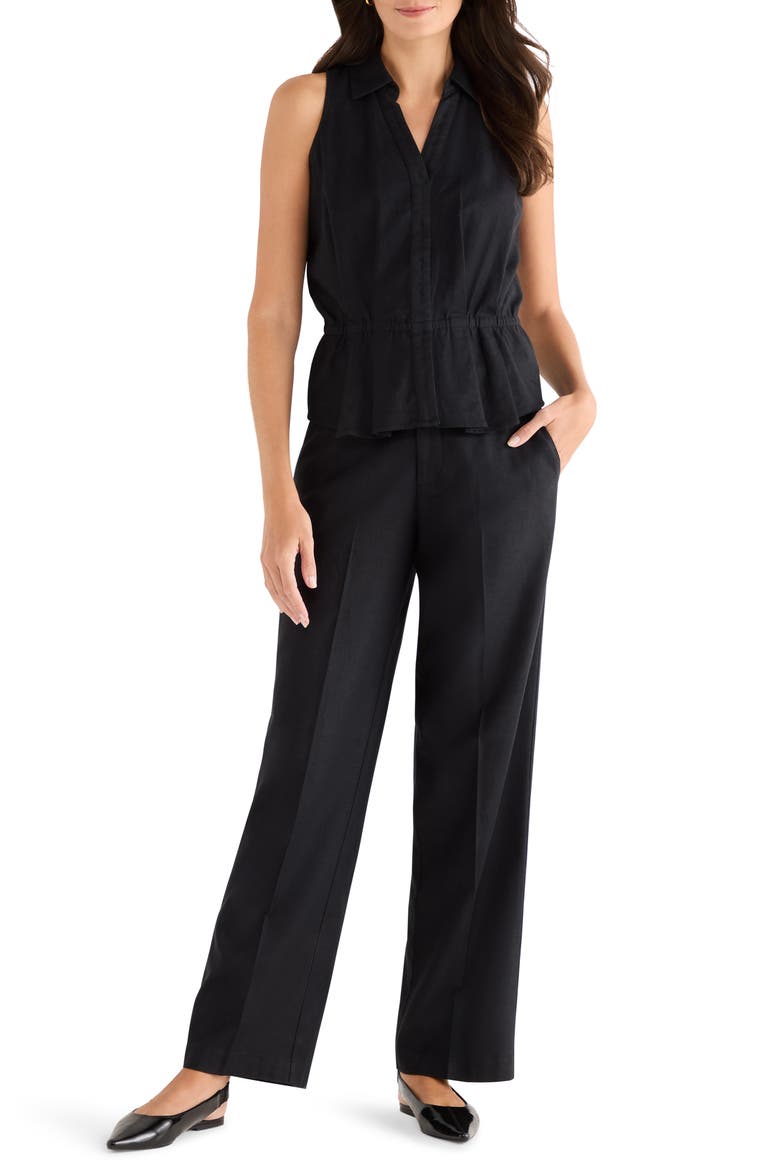 Cinch Linen Blend Vest, Alternate, color, BLACK ONYX