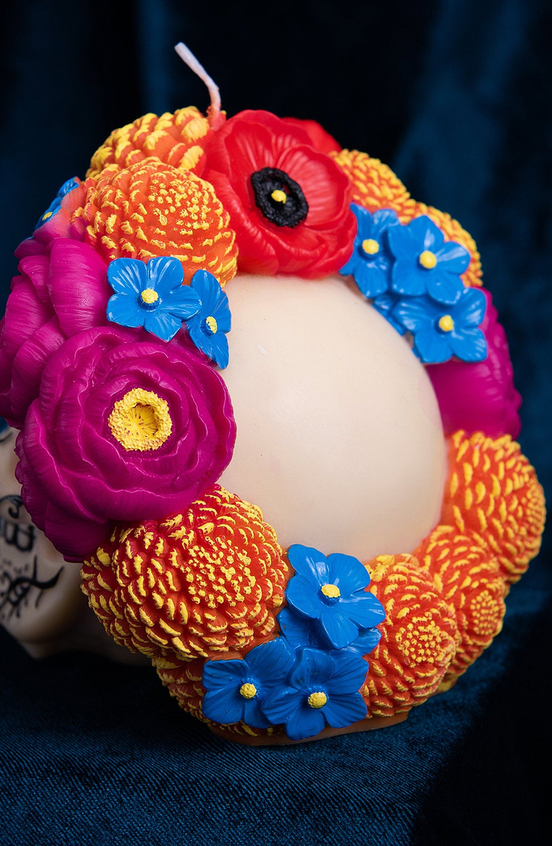 Southlake gifts Dia De Los Muertos Scented Candle, Alternate, color, Off-White / Floral