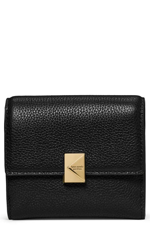 deco small pebbled leather flat wallet