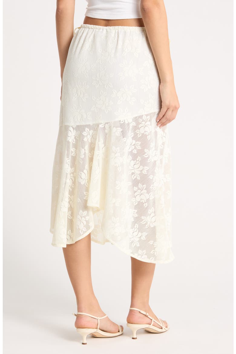 Floral Lace Asymmetric Skirt, Alternate, color, ECRU