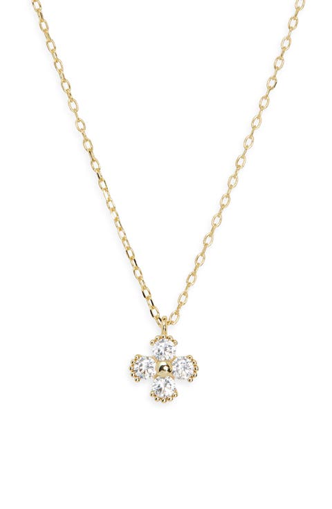 Bead Rim Cubic Zirconia Pendant Necklace