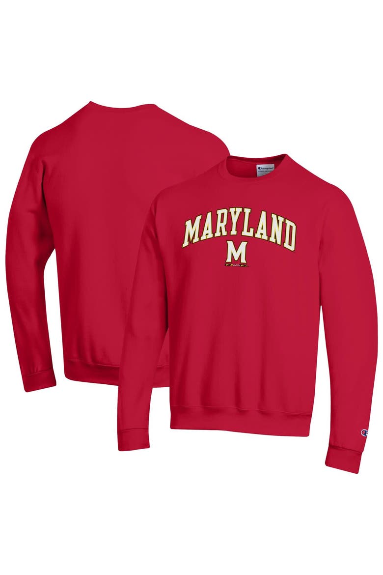 Men's Champion  Red Maryland Terrapins Arch Over Logo Pullover Sweatshirt, Main, color, Red