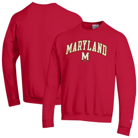 Men's Champion  Red Maryland Terrapins Arch Over Logo Pullover Sweatshirt