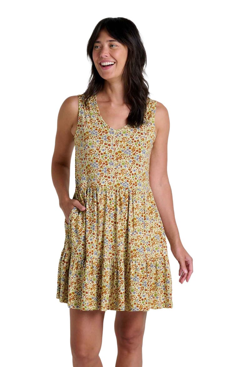 Marley Tiered Sleeveless Dress, Alternate, color, Cinnamon Ditsy Print