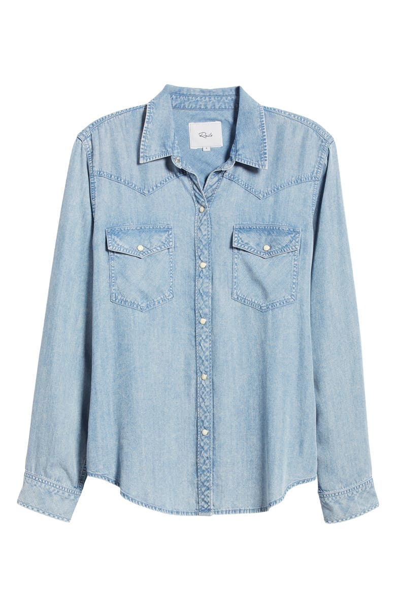 Rails Remi Chambray Snap Front Western Shirt, Alternate, color, Medium Cloud Wash