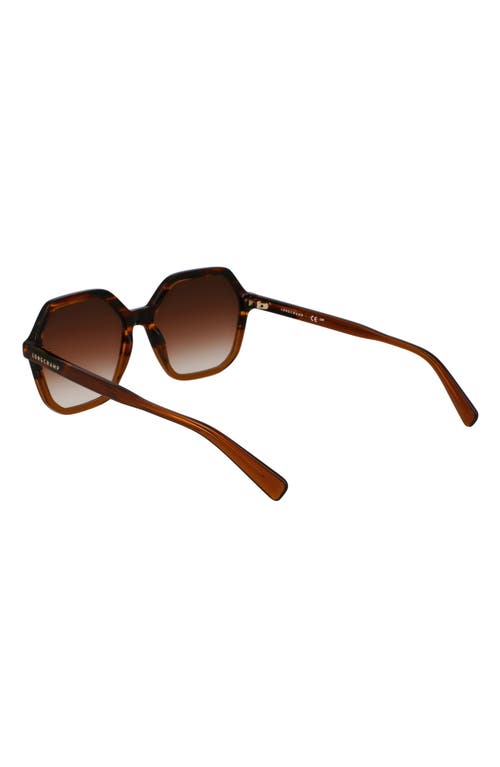 Longchamp Heritage 56mm Gradient Modified Rectangular Sunglasses In Striped Brown/brown