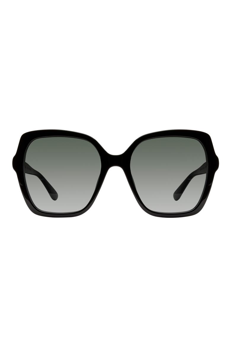 56mm Gradient Square Sunglasses, Main, color, BLACK