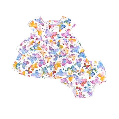 Kids Organic Layered Dress with Matching Bloomers