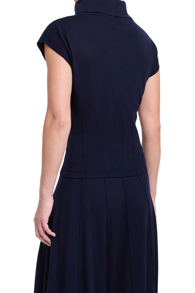 Pintuck Detail Funnel Neck Virgin Wool Top, Alternate, color, BLUE NIGHTS