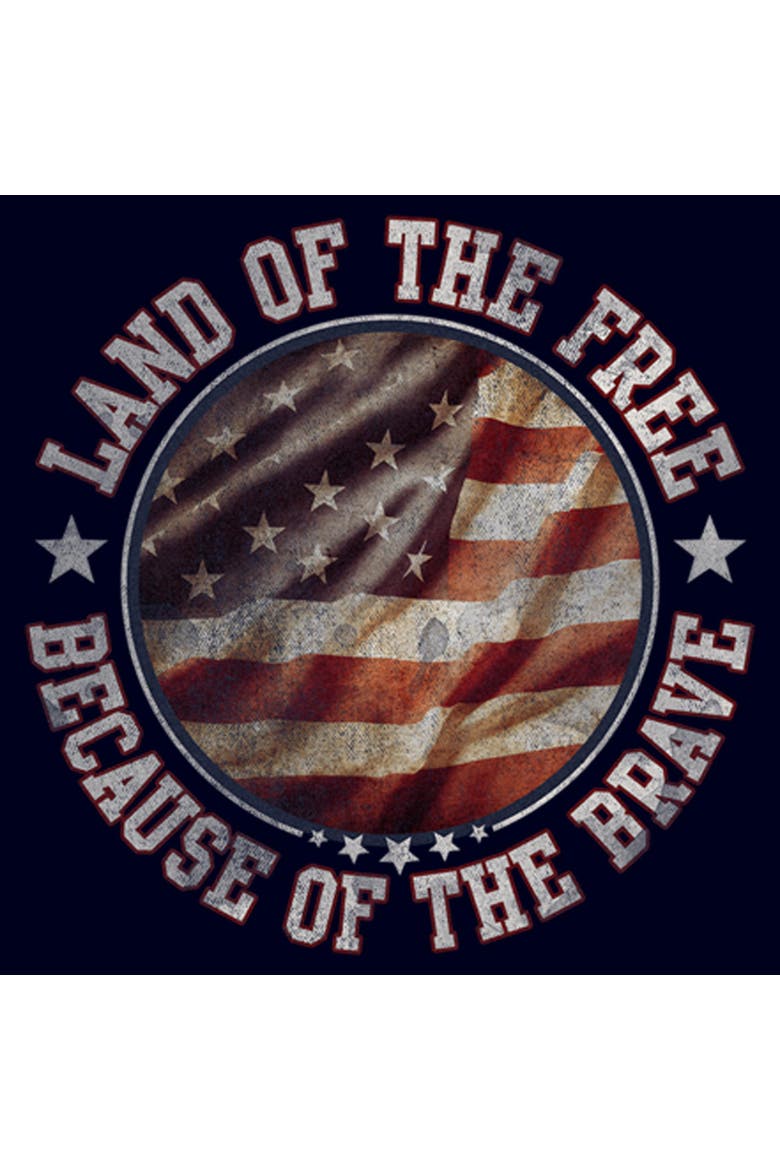 Men's Land of Free Because of Brave Short Sleeve Graphic T-Shirt, Alternate, color, Navy Blue