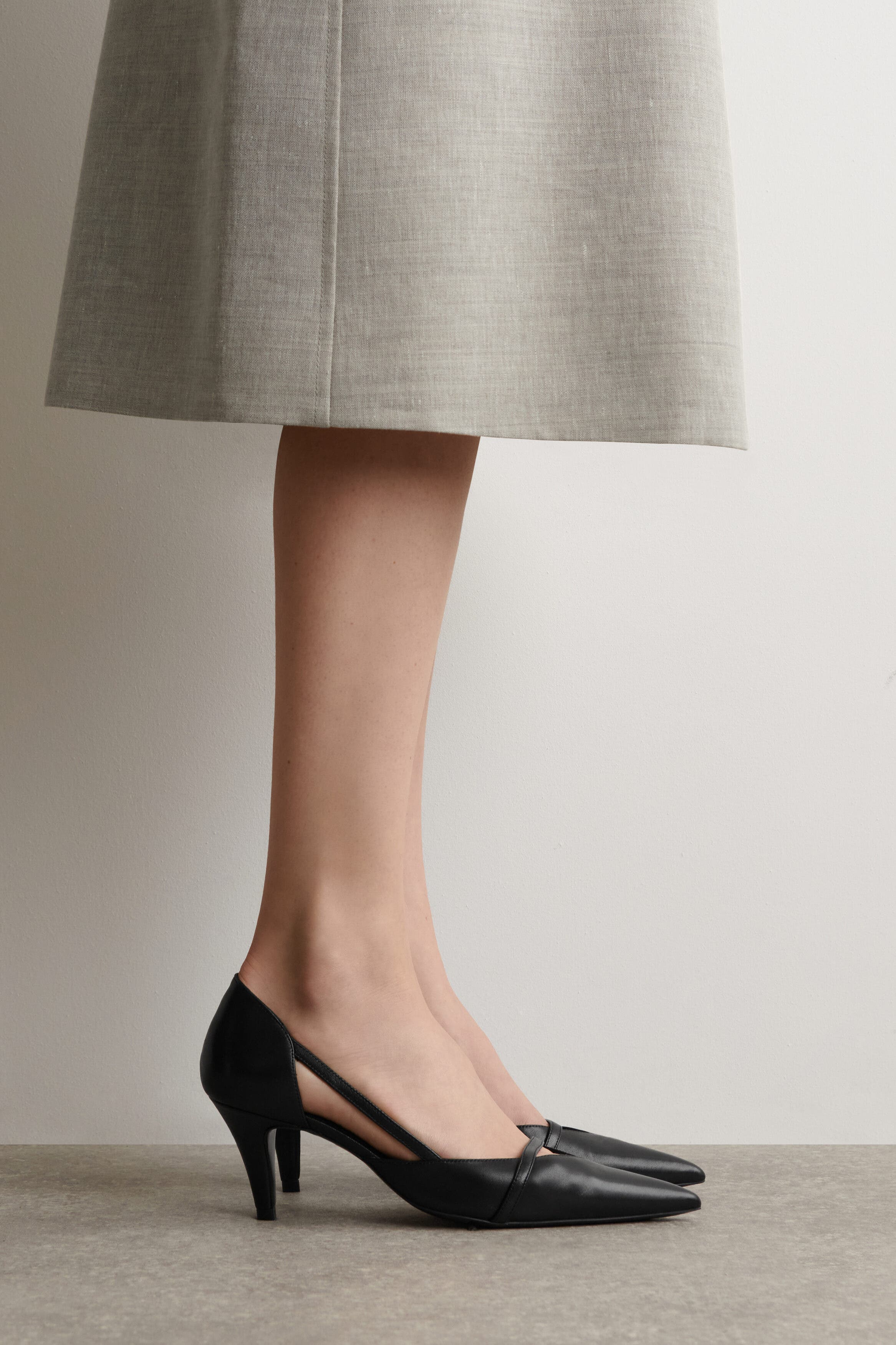 COS Strap-detail Leather Pumps, Alternate, color, Black