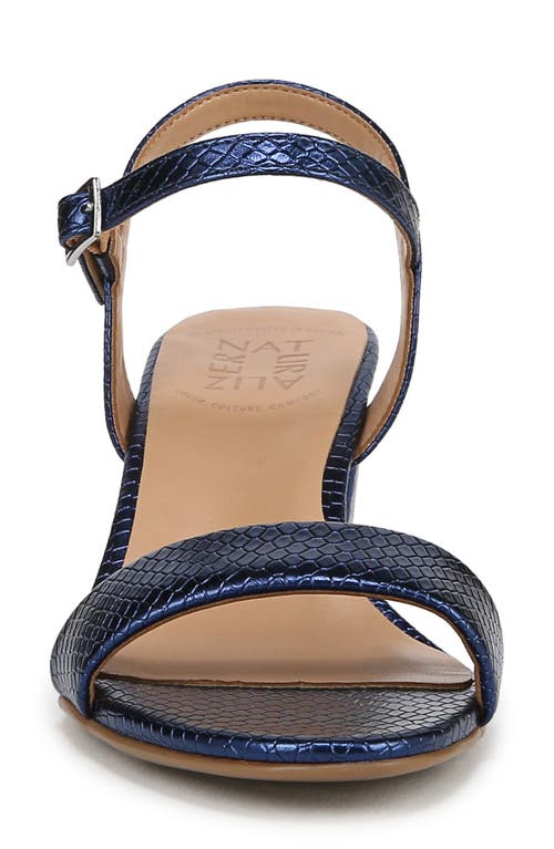 Naturalizer Bristol Block Heel Ankle Strap Sandal In Blue Metallic Snake Print