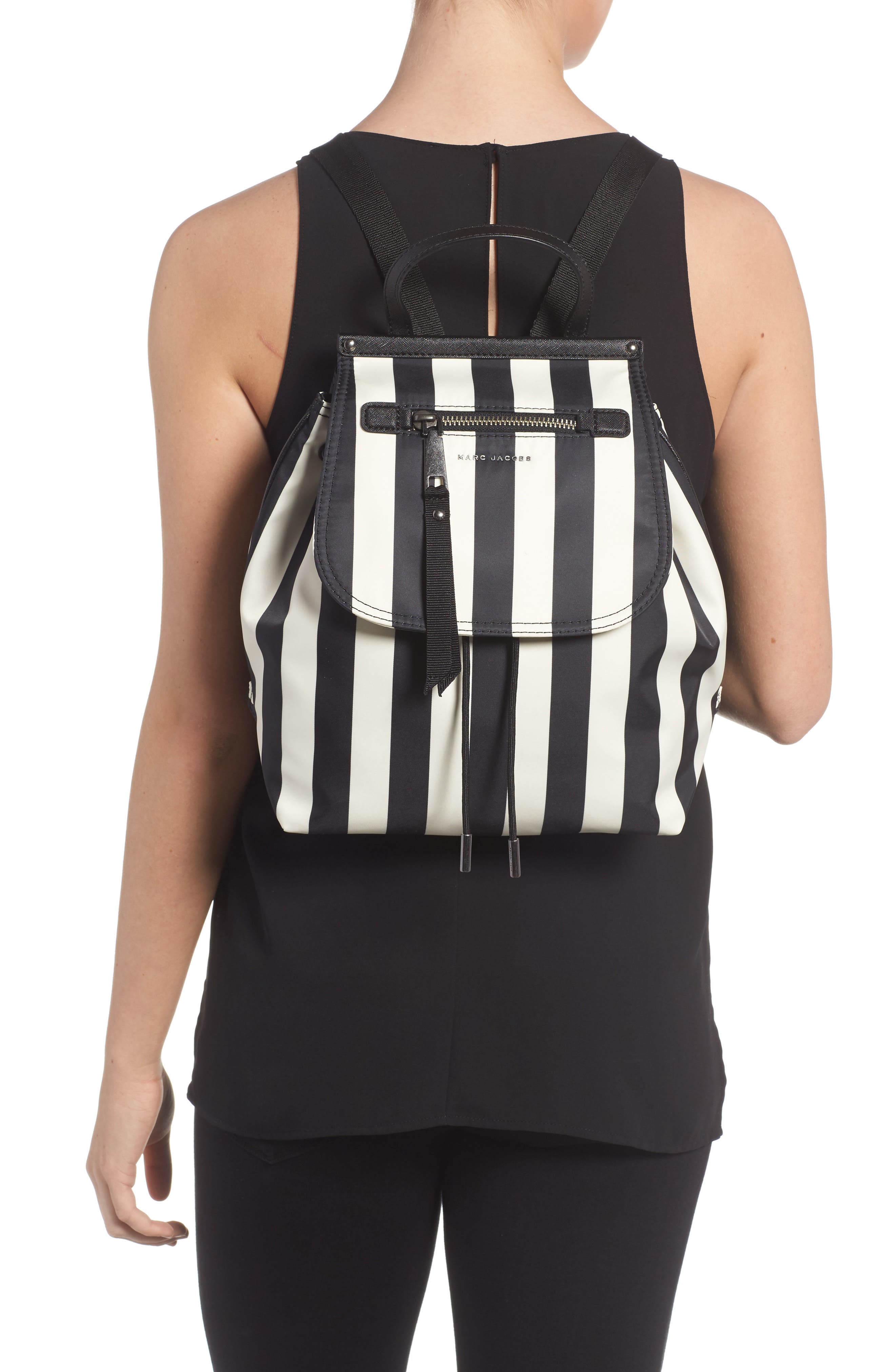 Striped Trooper Nylon Backpack, Alternate, color, BLACK MULTI