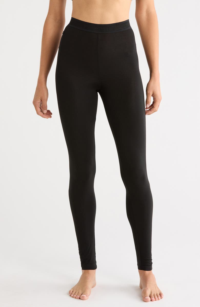 Lacoste Loungewear Leggings, Main, color, Black
