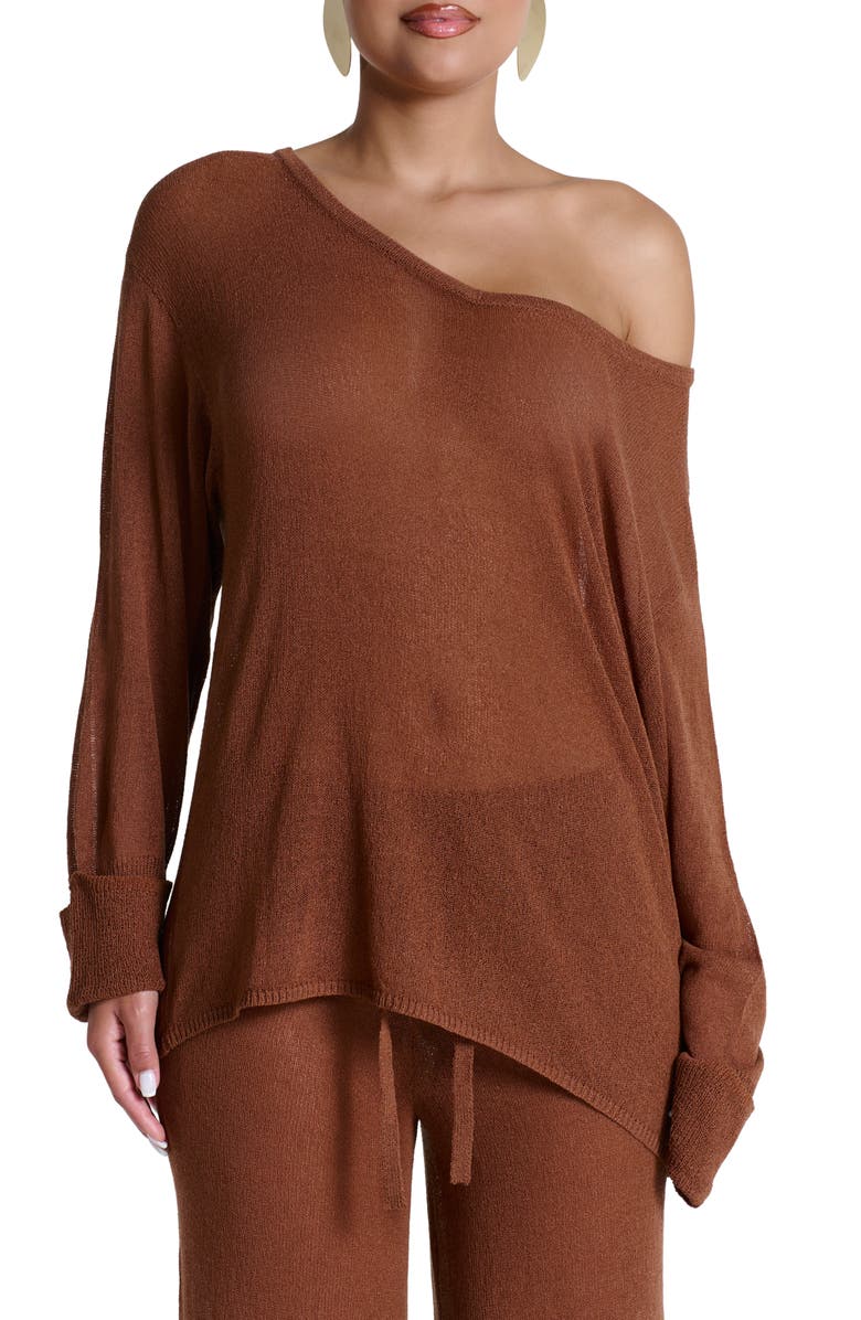 Naked Wardrobe Oversize Tunic Top, Main, color, Pecan Brown
