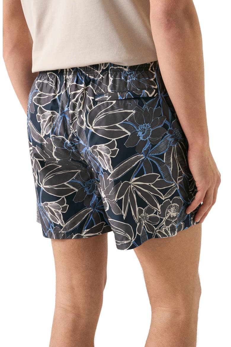 Floral Print Swim Trunks, Alternate, color, NAVY BLUE