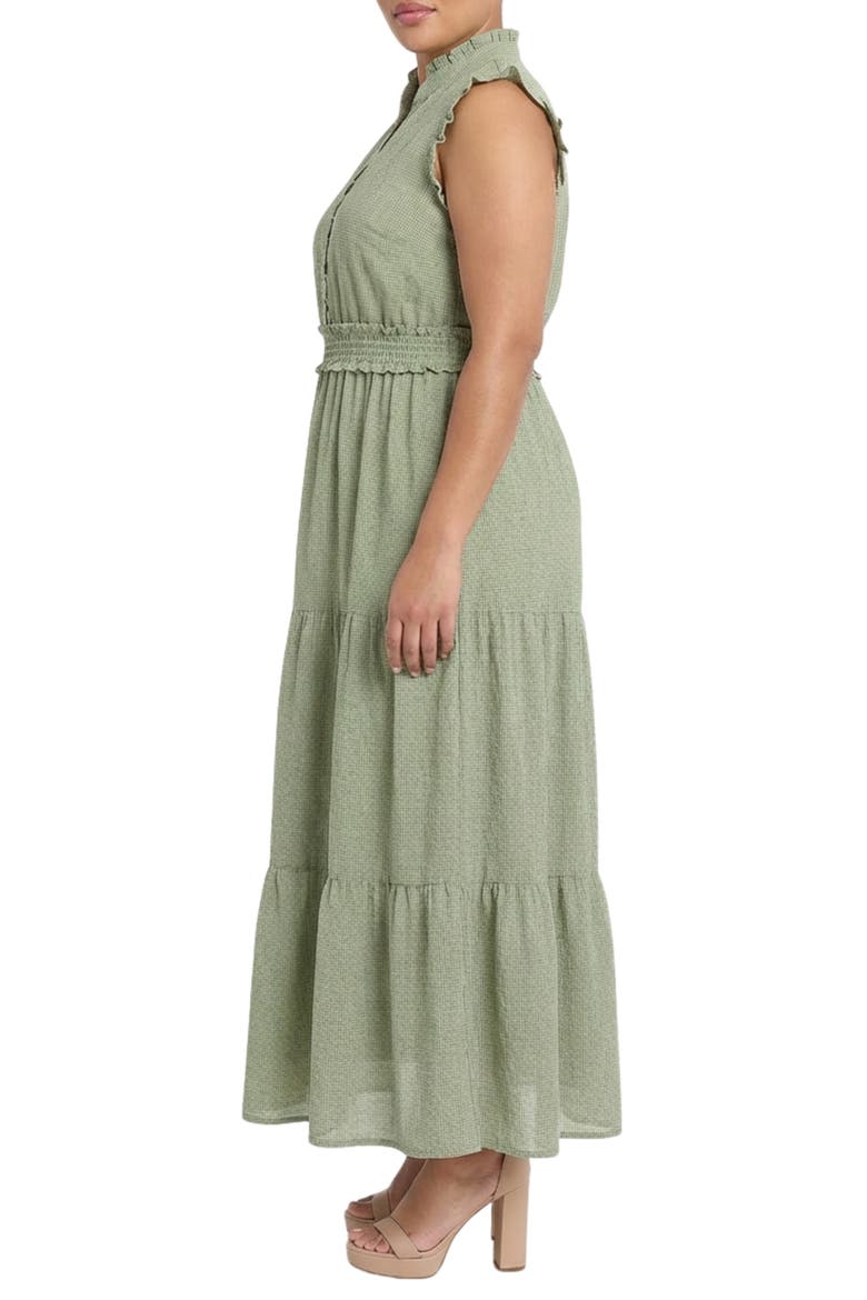 Ruffle Trim Tiered Maxi Dress, Alternate, color, OLIVE/ IVORY