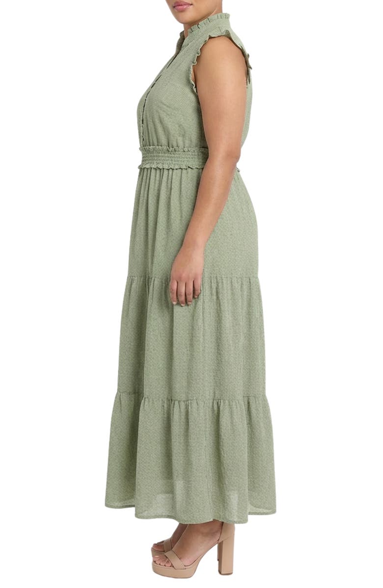 London Times Ruffle Trim Tiered Maxi Dress, Alternate, color, Olive/ Ivory