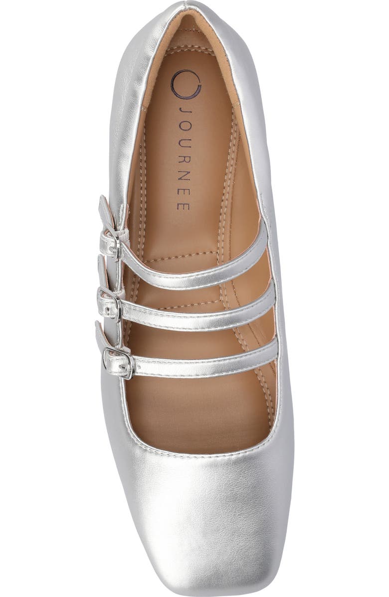 Journee Collection Darlin Multi Strap Mary Jane Flat, Alternate, color, Silver