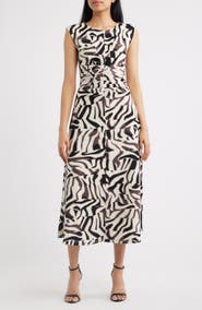 Anne Klein Ruched Sleeveless Jersey Midi Dress