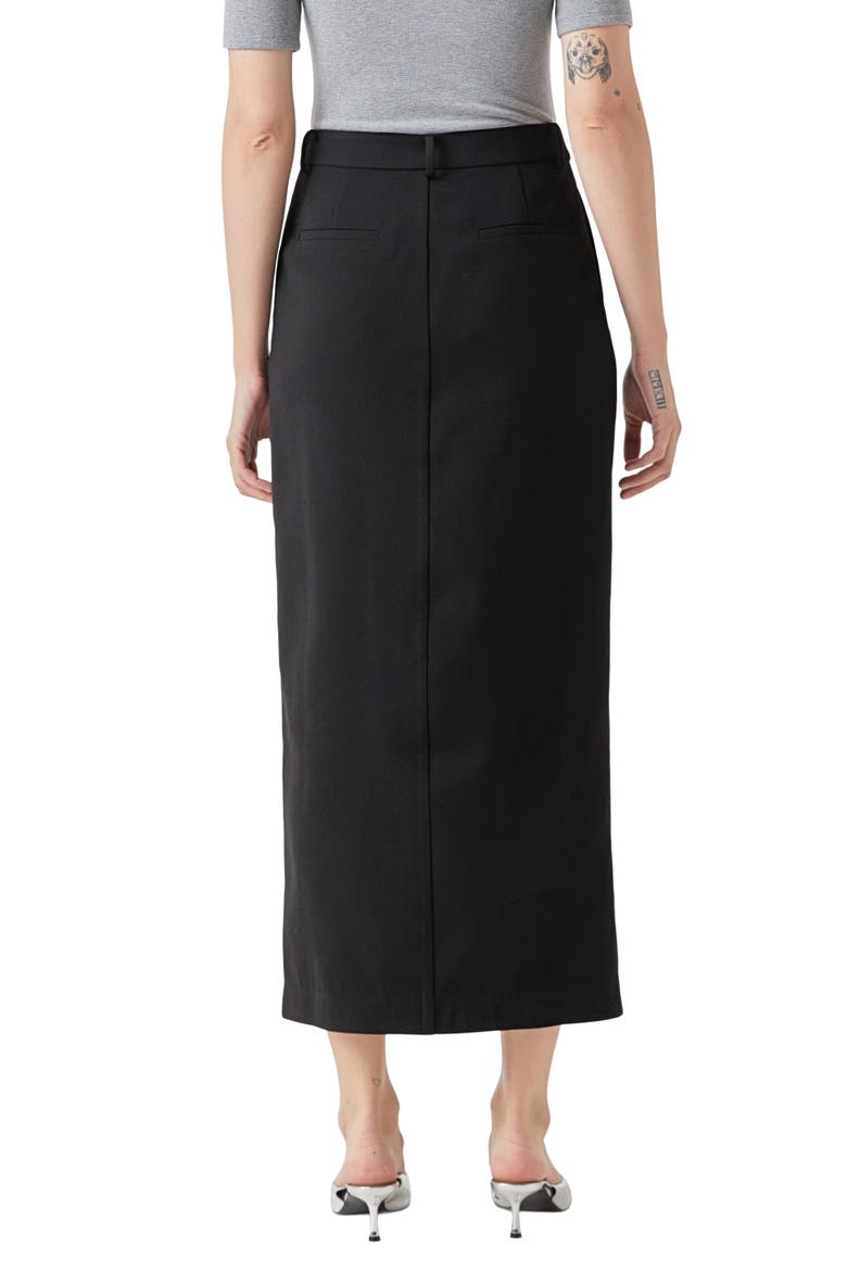 Front Slit Mid Rise Maxi Skirt, Alternate, color, BLACK