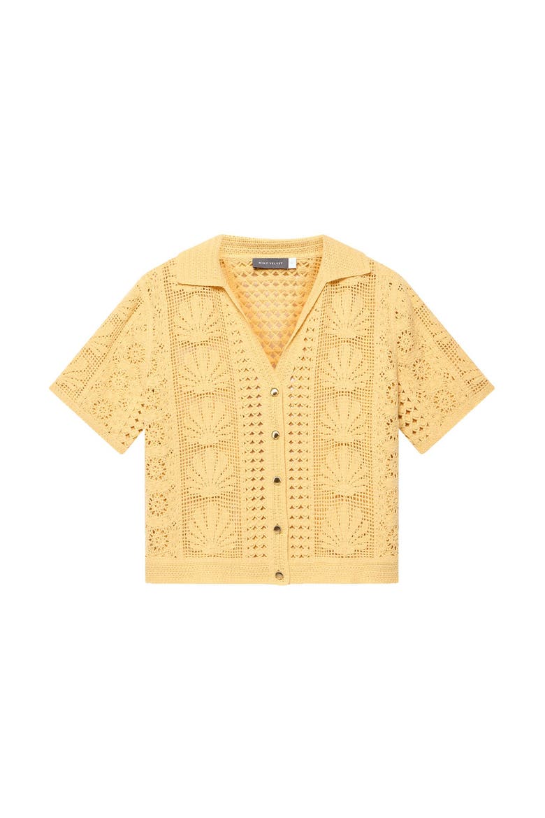 Cotton Blend Crochet Shirt, Alternate, color, Yellow